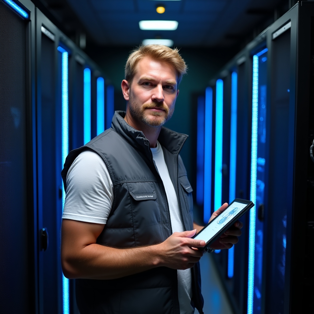 ИТ-специалист в серверной комнате