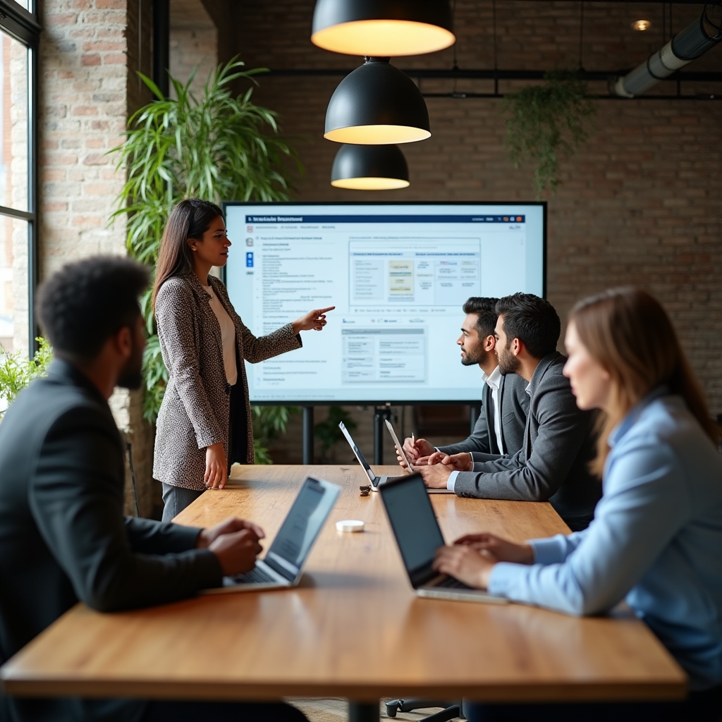 Команда офиса работает с цифровыми документами